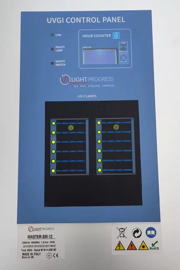 Pannello di controllo cappa aspirante con sistema UV-C